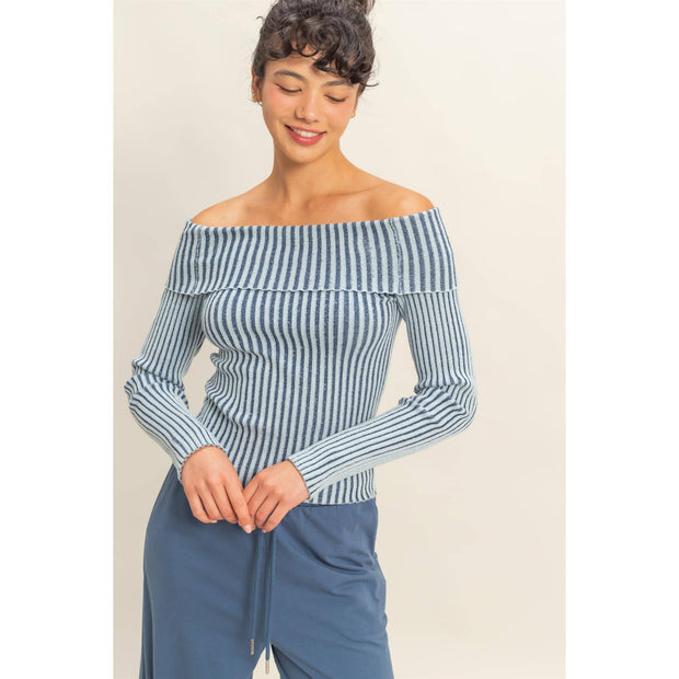 Margeri Ribbed Off Shoulder Top