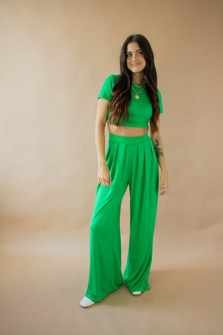 Brandy Wide Leg Pants Kelly Green