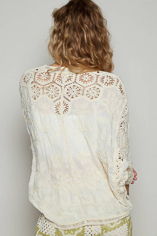 Romy Crochet Button Top