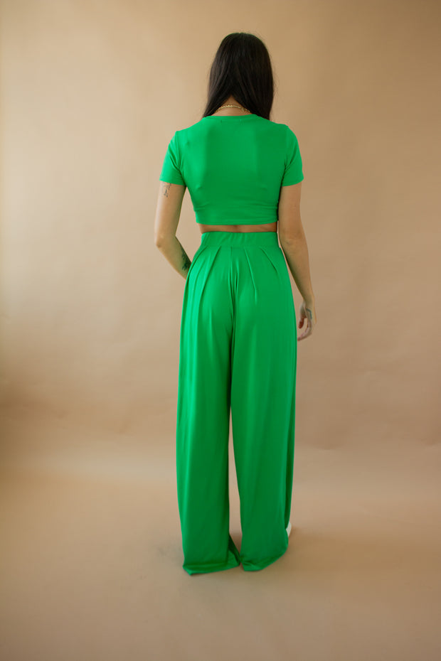 Brandy Wide Leg Pants Kelly Green