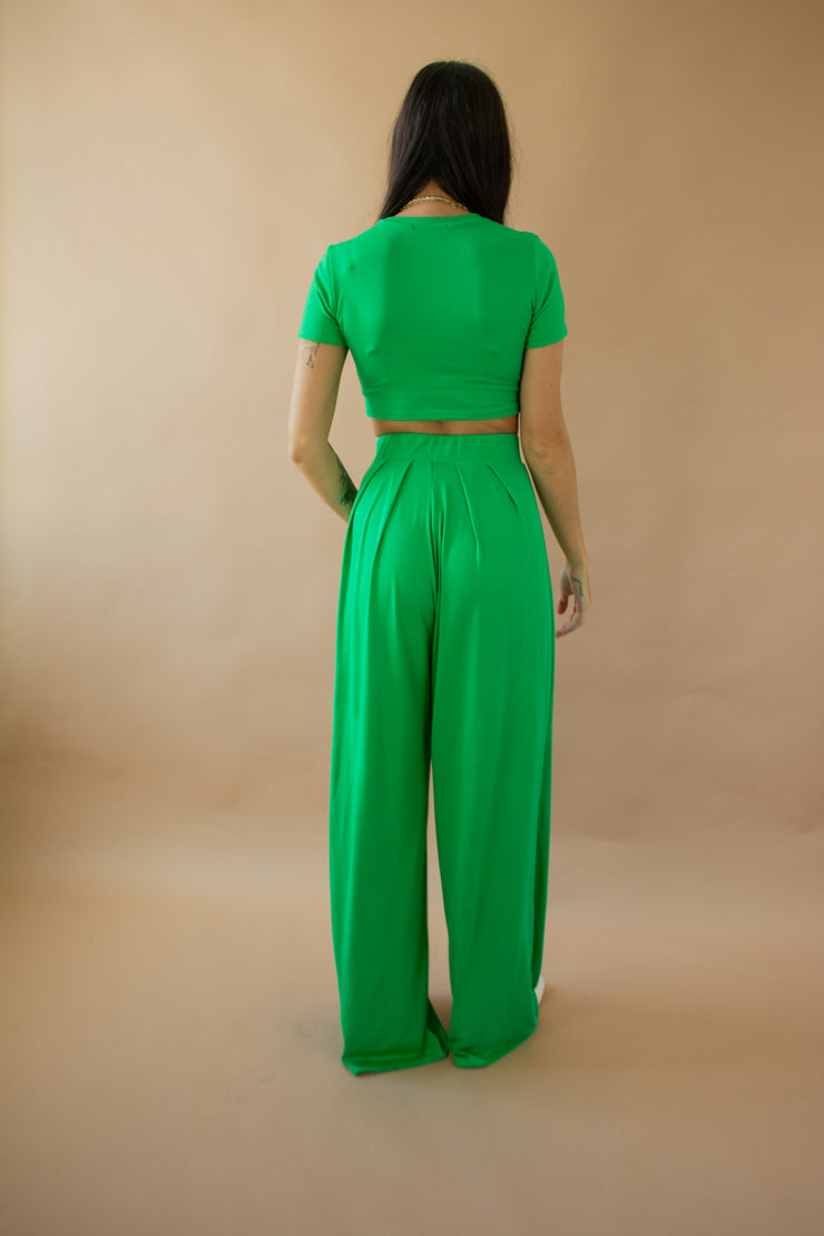 Brandy Wide Leg Pants Kelly Green