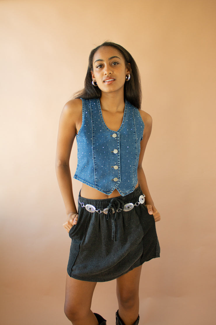 Darla Rhinestone Jean Vest