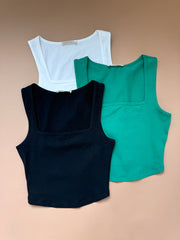 Reese Squared Neck Tank Green