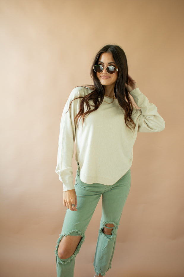 Amy Boat Neck Brushed Sweater Oatmeal