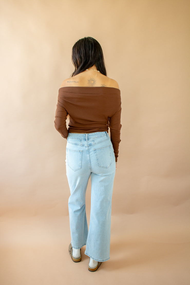 Tyana Off Shoulder Top Brown