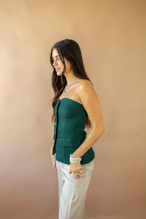 Brooke Strapless Top Green