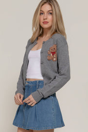 Teddy Time Embroidered Cardigan