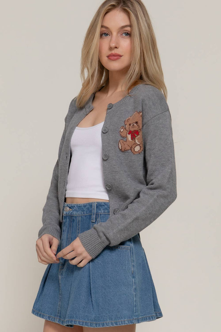 Teddy Time Embroidered Cardigan