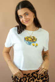 Olive Bowl Crop Top White