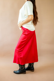 Bias Satin Skirt Red