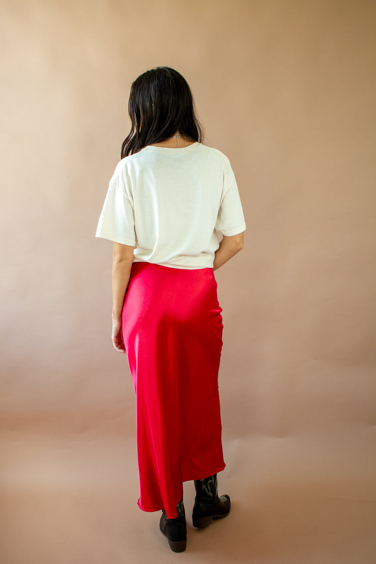 Bias Satin Skirt Red