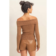 Margeri Ribbed Off Shoulder Top