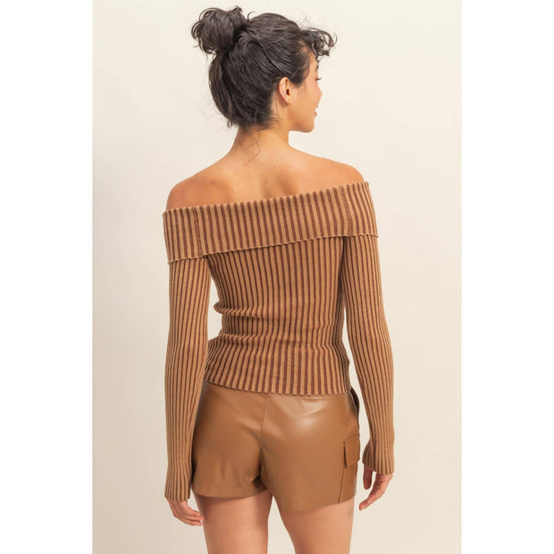 Margeri Ribbed Off Shoulder Top