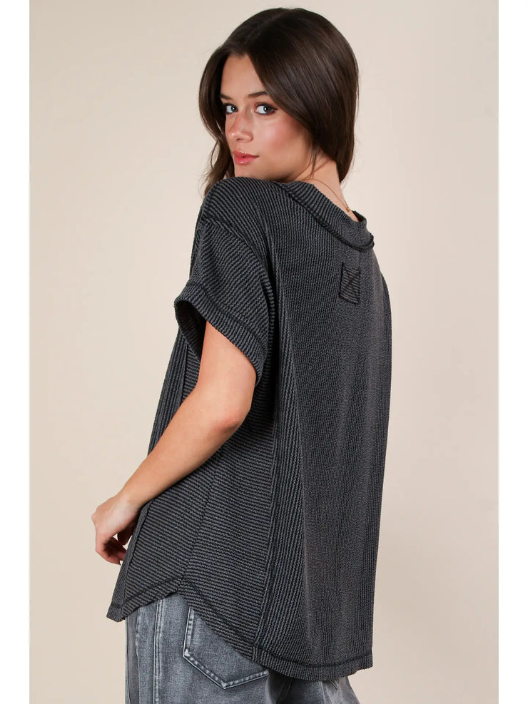 Paula Ribbed Short Sleeve Top