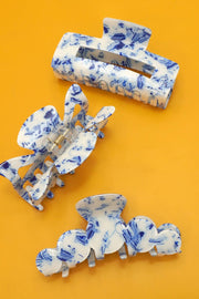 VINTAGE TOILE PATTERN HAIR CLAW CLIPS