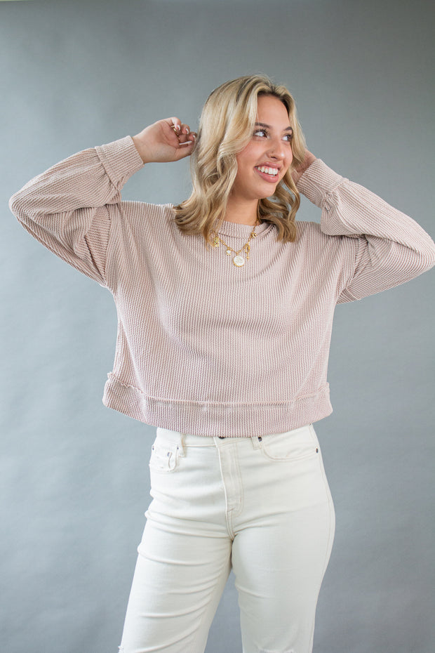 Laura Ribbed Top Oatmeal