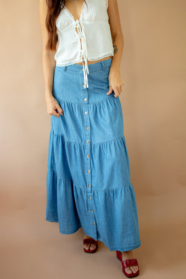 Sylvia Button Down Jean Skirt