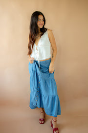 Sylvia Button Down Jean Skirt