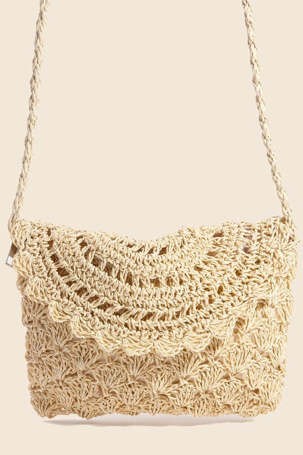 Straw Braided Envelope Hand Bag
