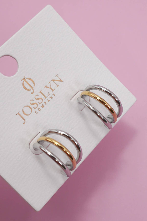 18K SS Mixed Metal Huggie