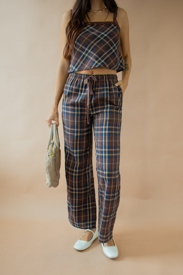 Cheryl Plaid Pants Brown