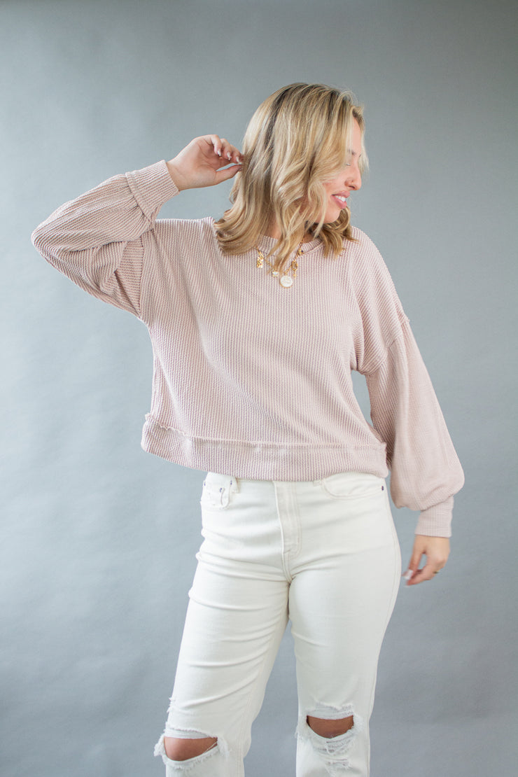 Laura Ribbed Top Oatmeal