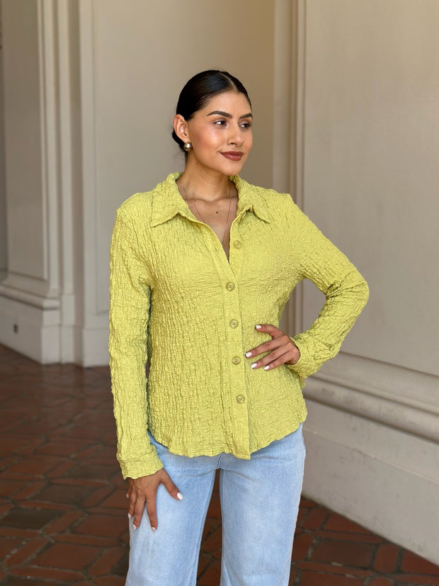 Kiwi Crush Button Down Top