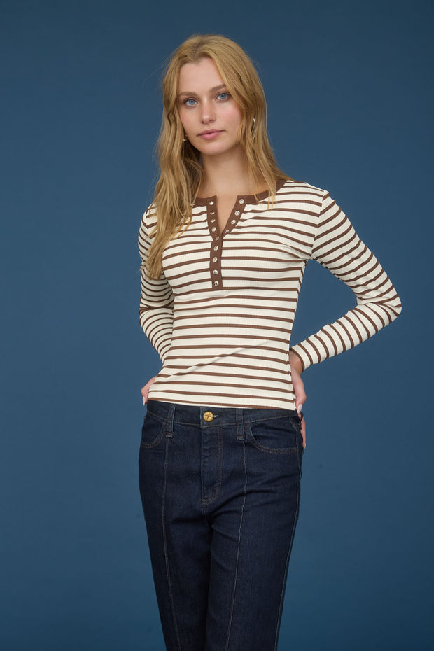 Vienna Stripe Henley Top