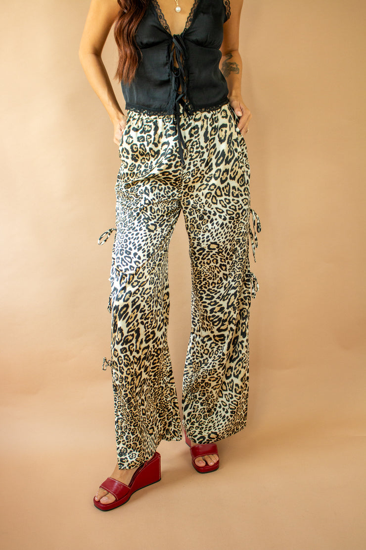 Leopard Open Side Tie Pants