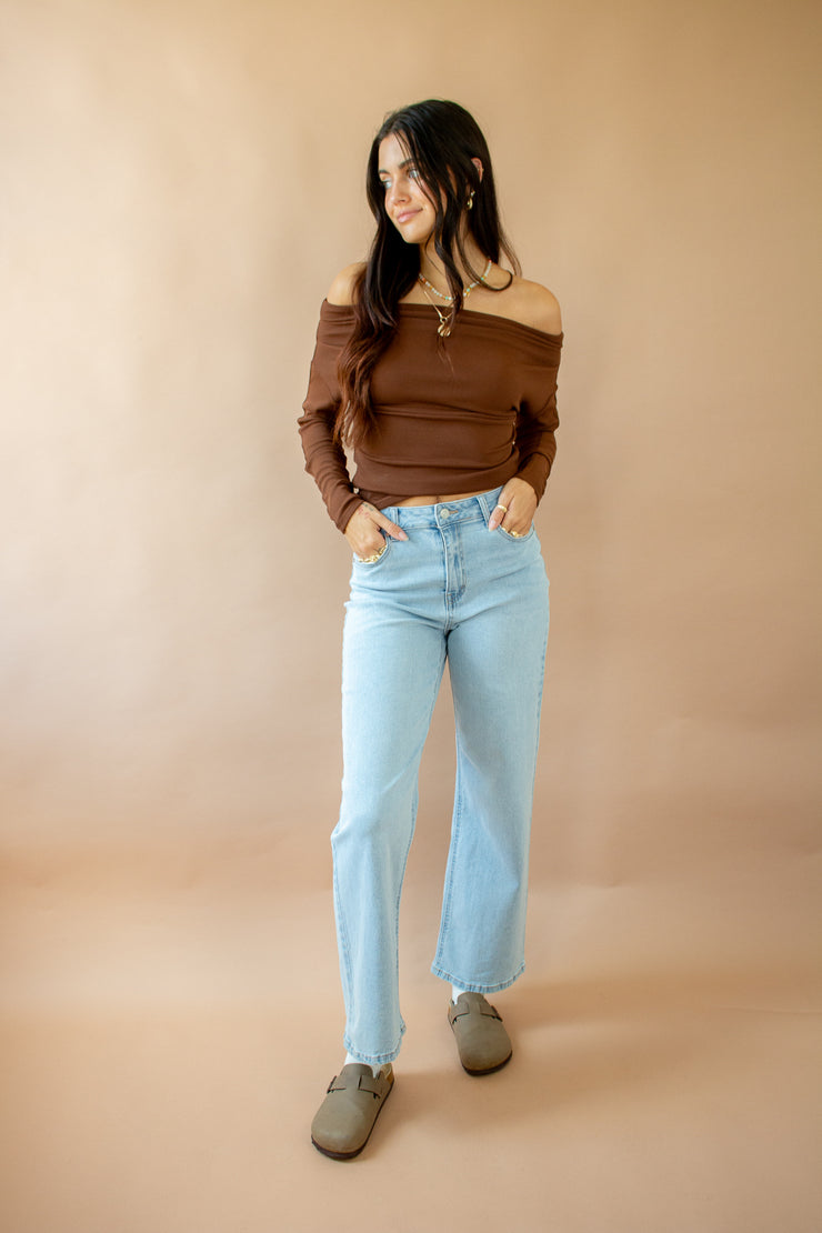 Tyana Off Shoulder Top Brown