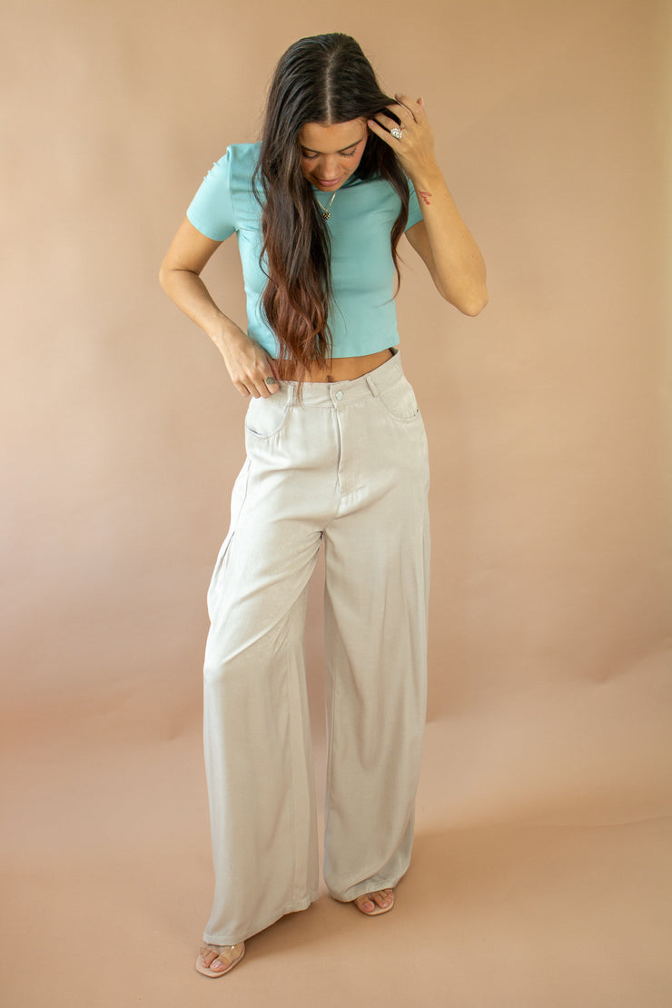 Breckan Wide Leg Pants Beige