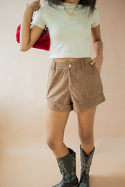 Zoey Corduroy Shorts Brown