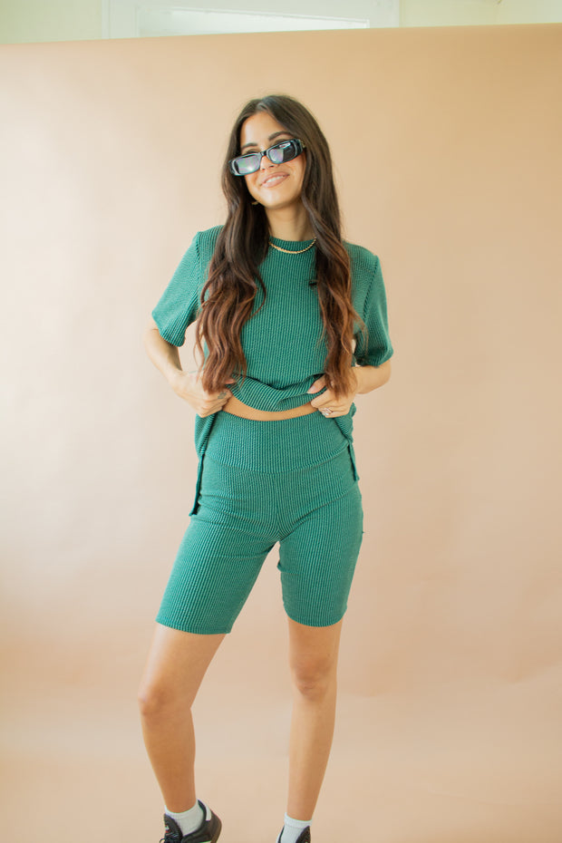 Nylah Ribbed Biker Shorts Green