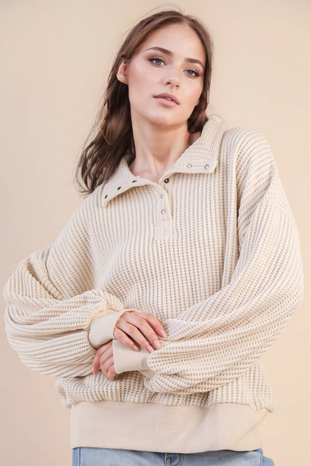 Brielle Waffle Knit Pullover