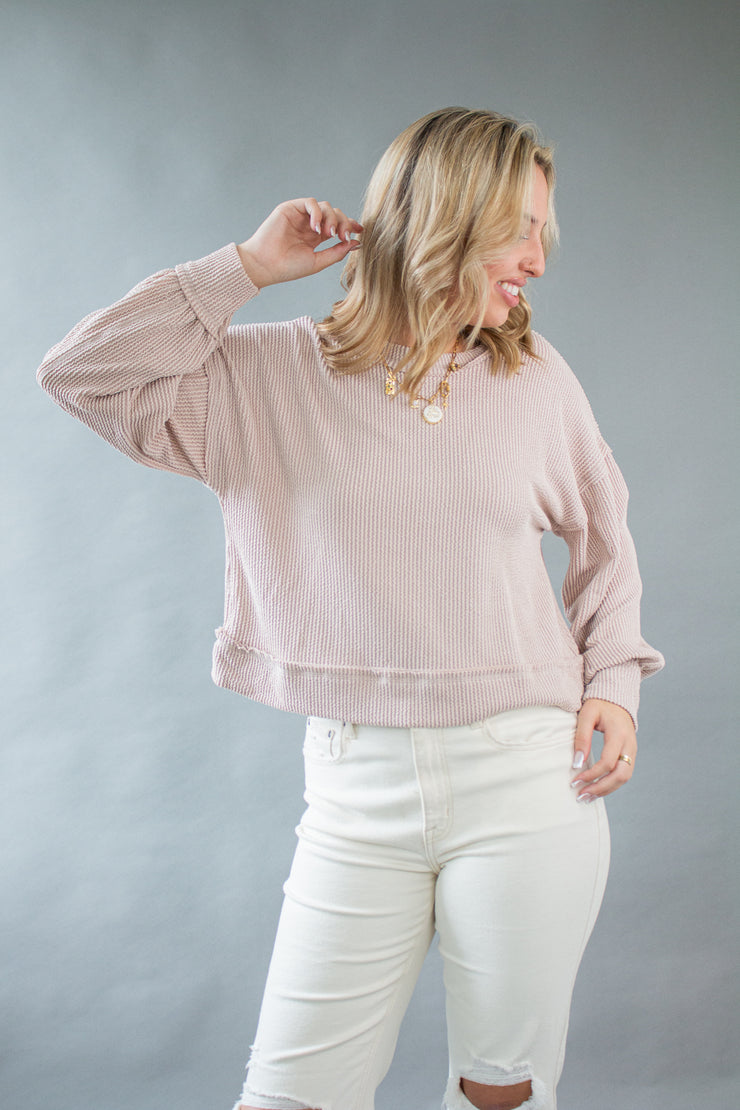 Laura Ribbed Top Oatmeal