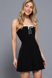 Pretty Pleats Ribbon Tube Dress