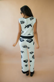 Amy Printed Wide Leg Pants Black/White