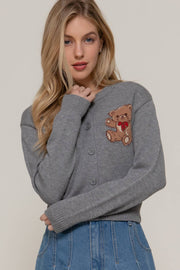 Teddy Time Embroidered Cardigan
