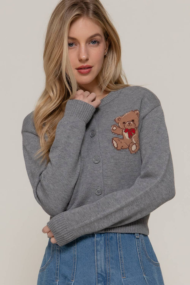 Teddy Time Embroidered Cardigan