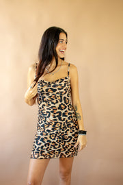 Ciara Leopard Draped Mesh Dress