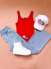 Shirley Scoop Tank Red