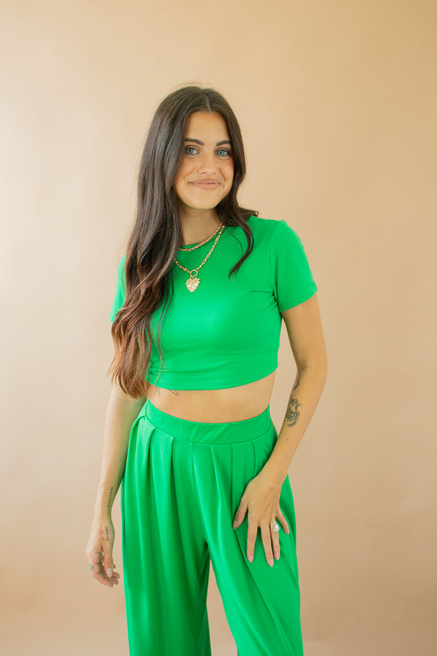 Brandy Crop Top Kelly Green