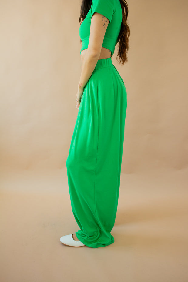 Brandy Wide Leg Pants Kelly Green