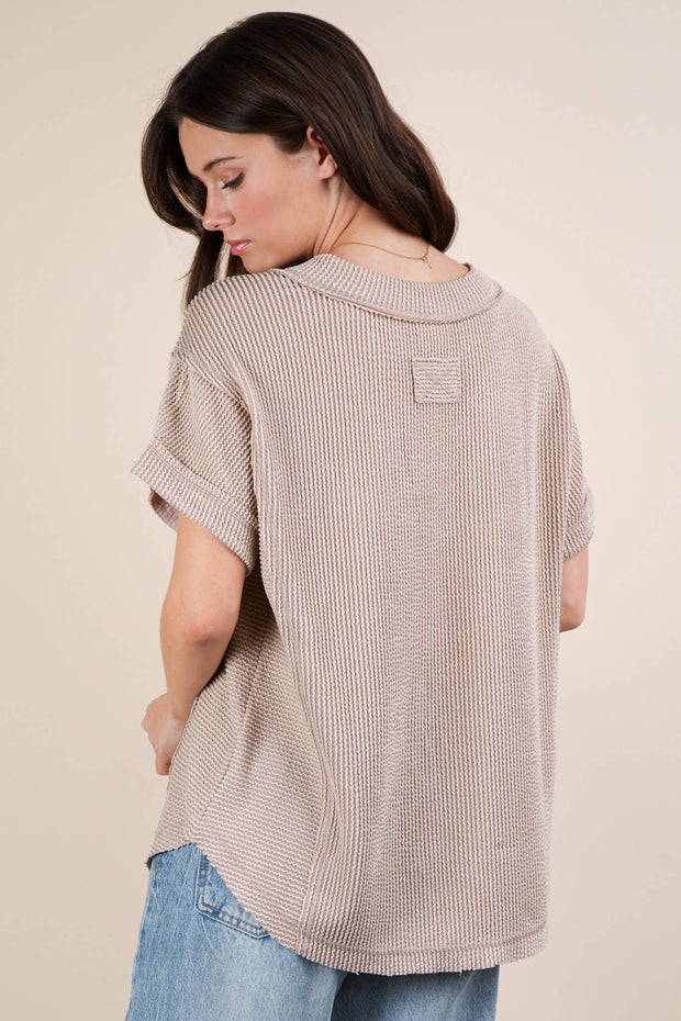 Paula Ribbed Short Sleeve Top