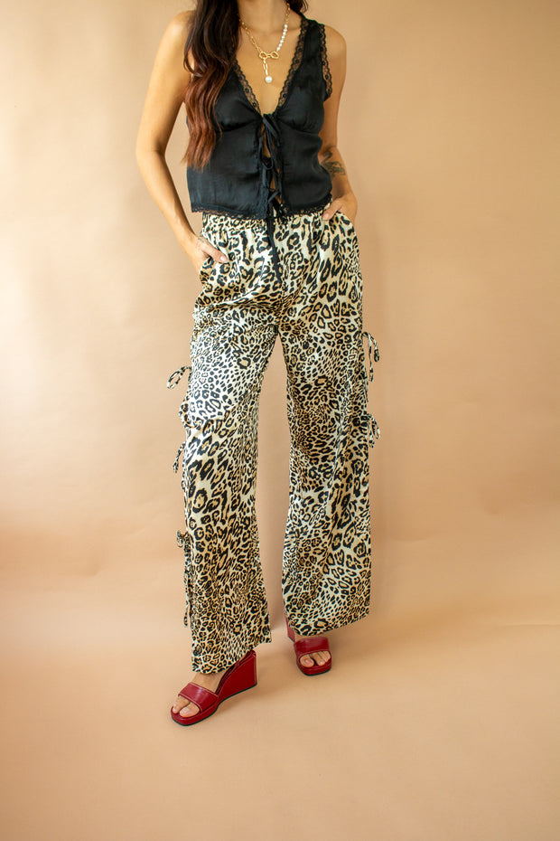 Leopard Open Side Tie Pants