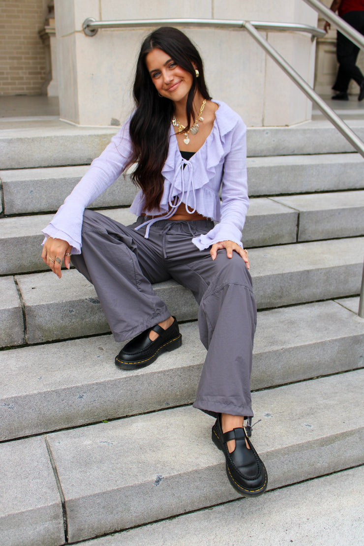 Amelia Gauze Ruffle Top Lavender