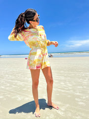 Gina Tie Dye Off Shoulder Romper Yellow