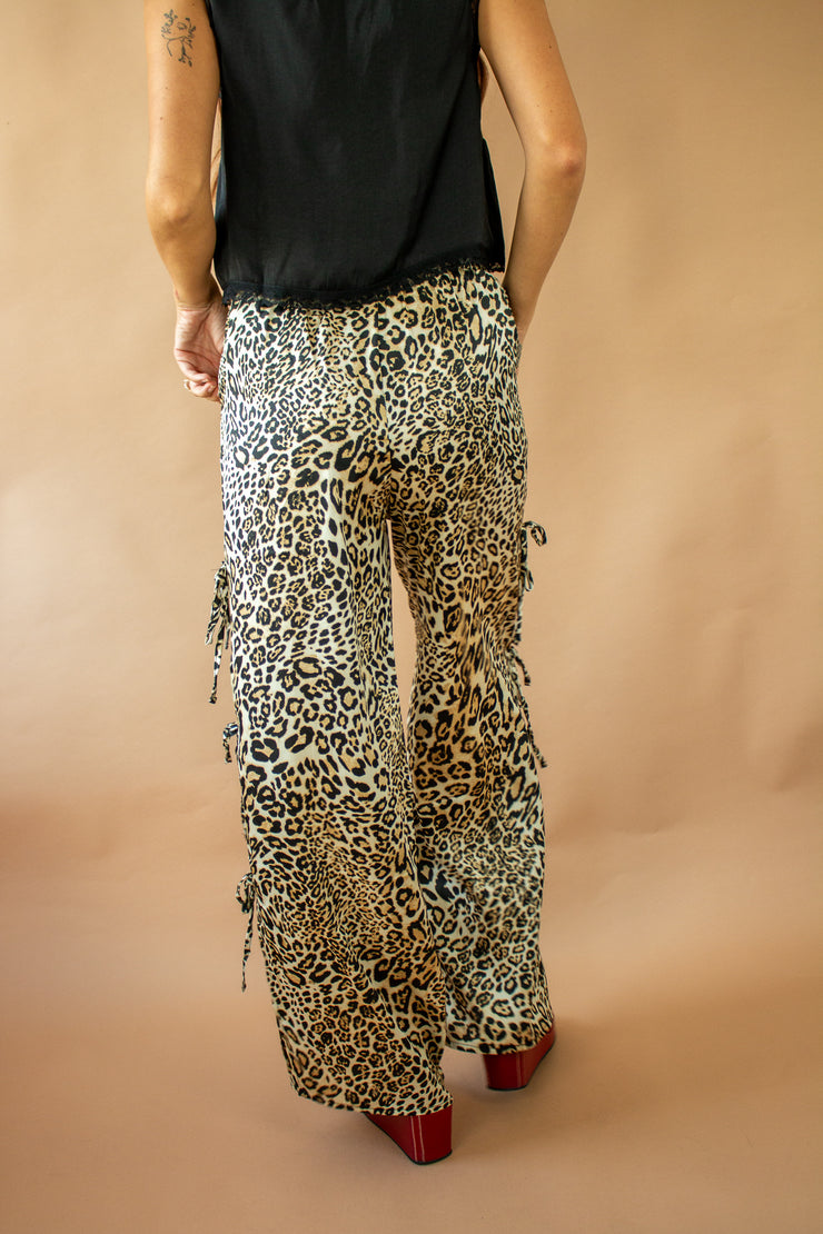 Leopard Open Side Tie Pants