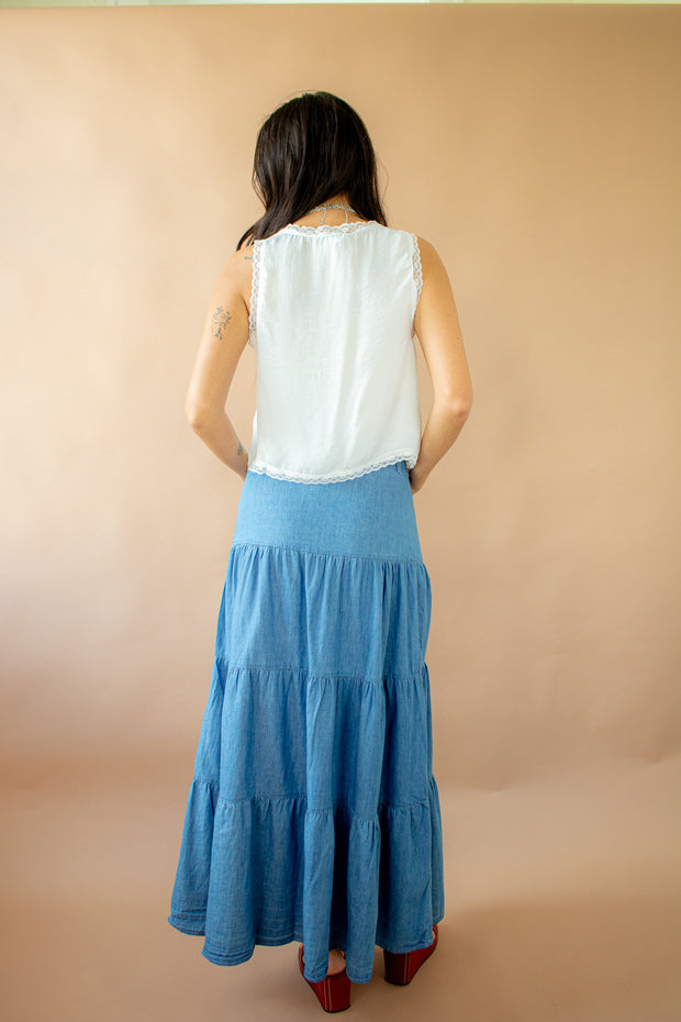 Sylvia Button Down Jean Skirt