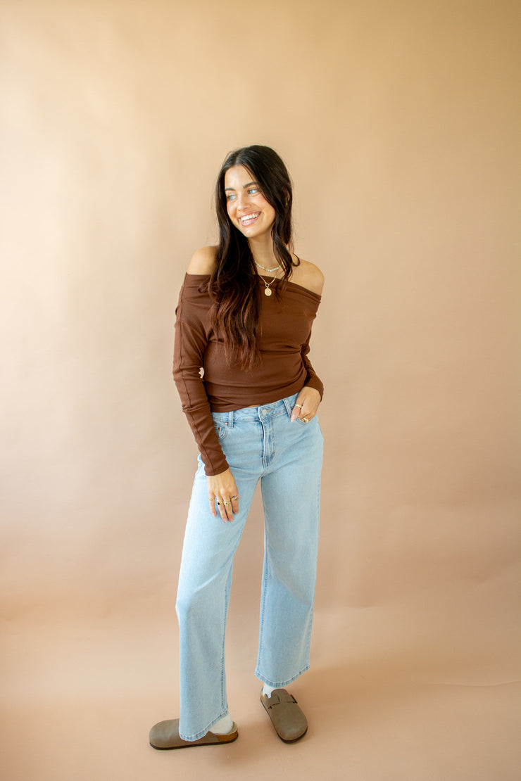 Tyana Off Shoulder Top Brown